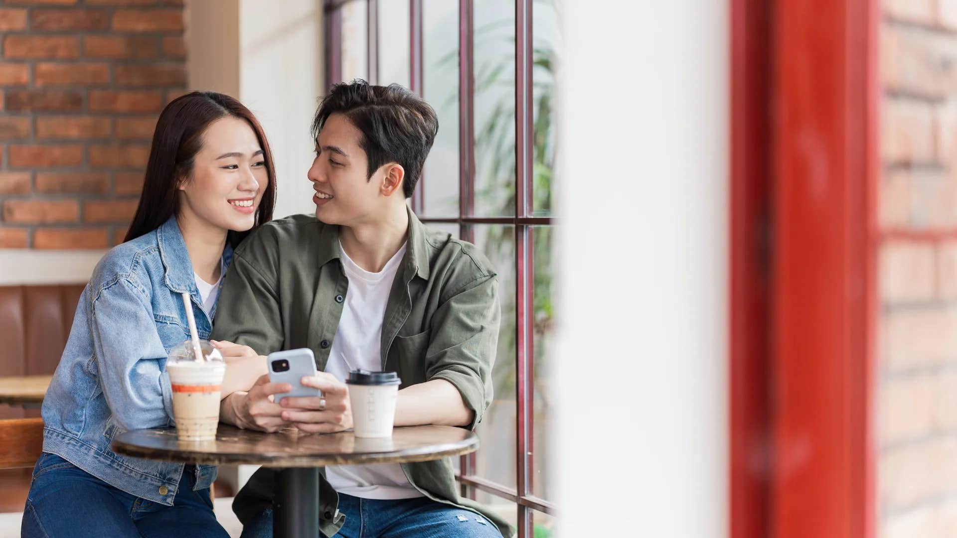 gen Z couple on a date a cafe