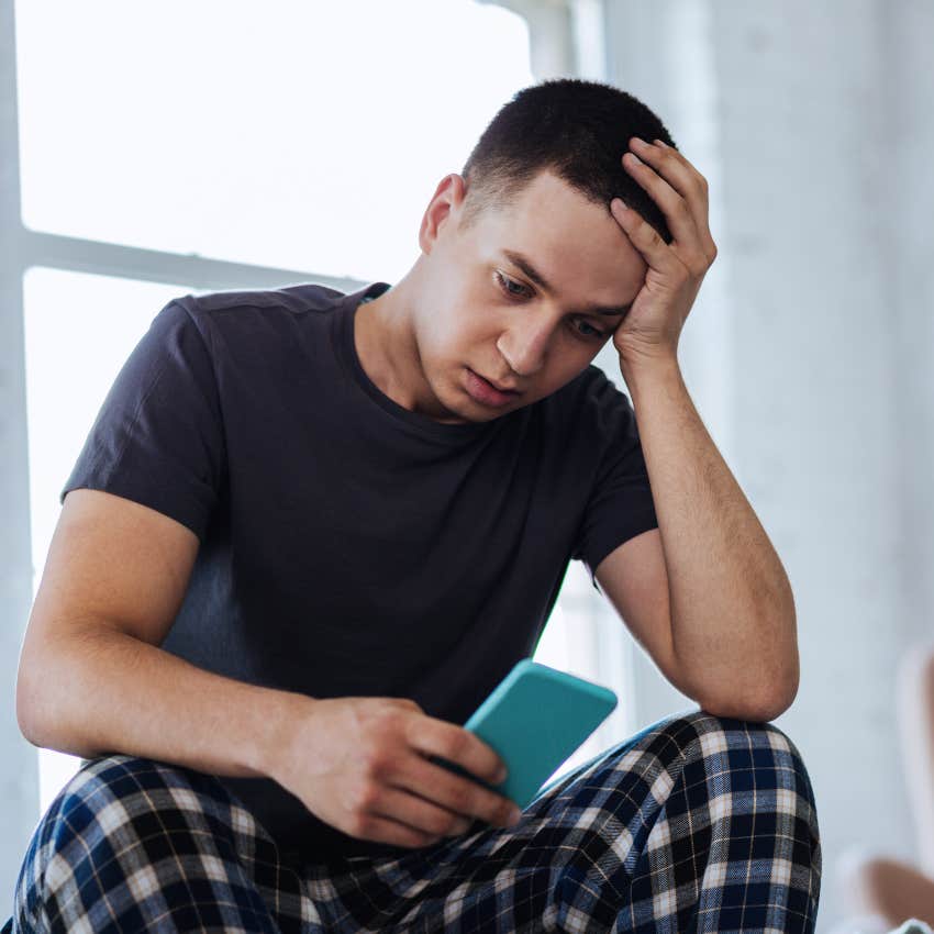 unhappy man who posts everything on social media