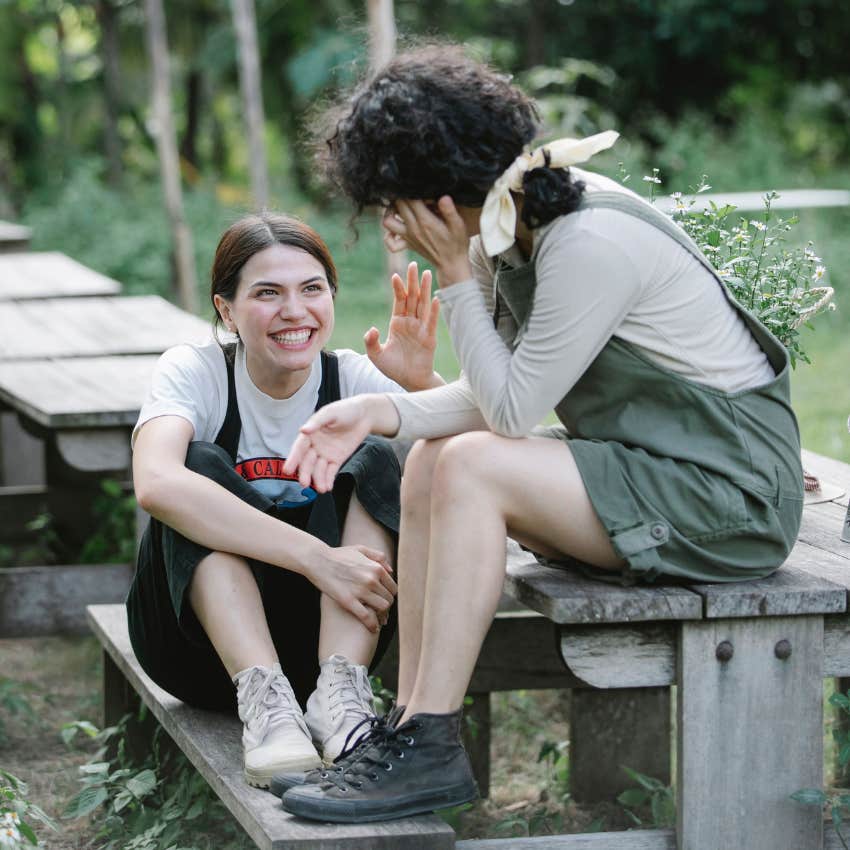 intelligent woman connecting with new friend on a deep level