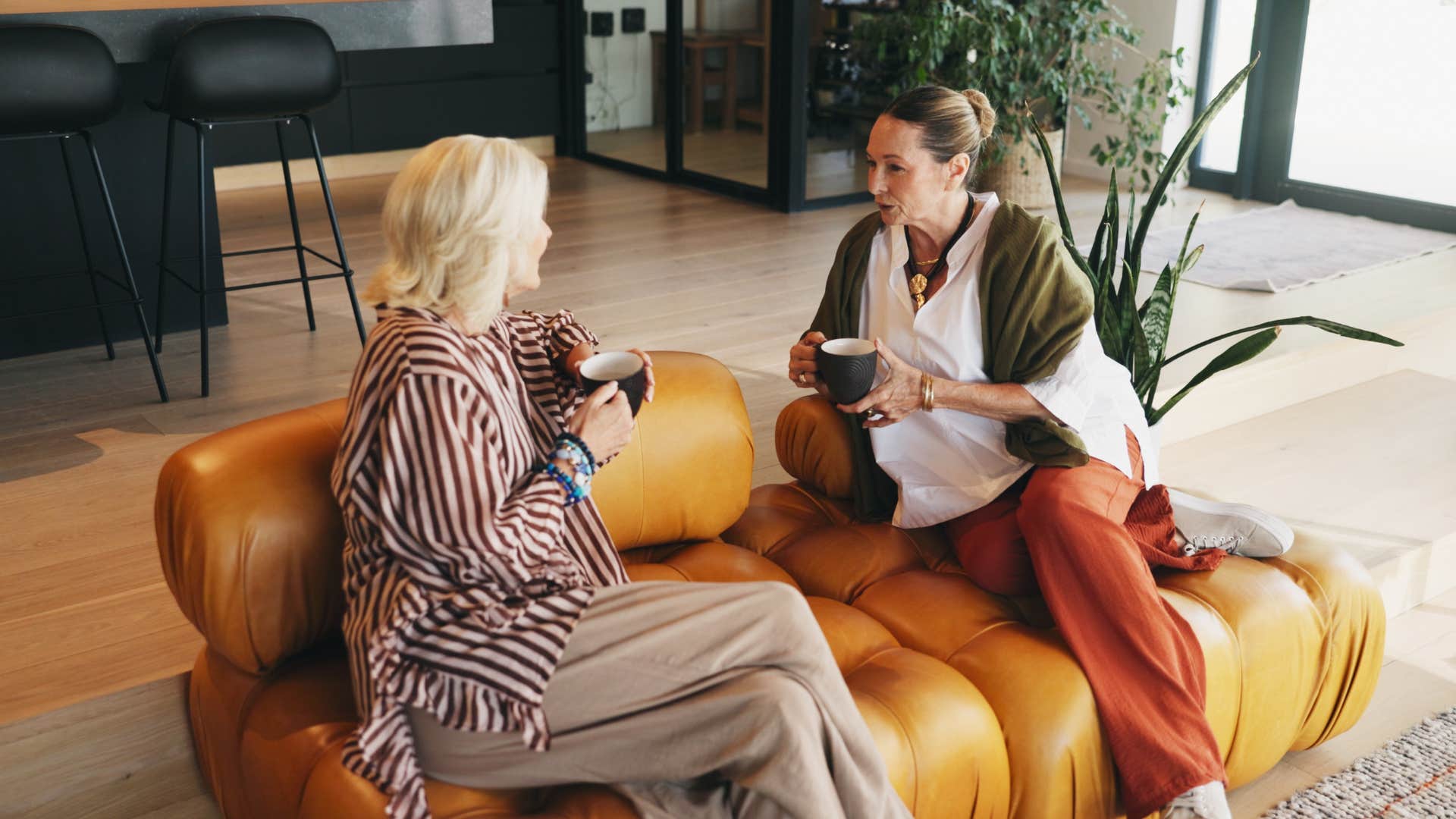mature woman with mental and emotional integrity having coffee with friend who she won't tell white lies to