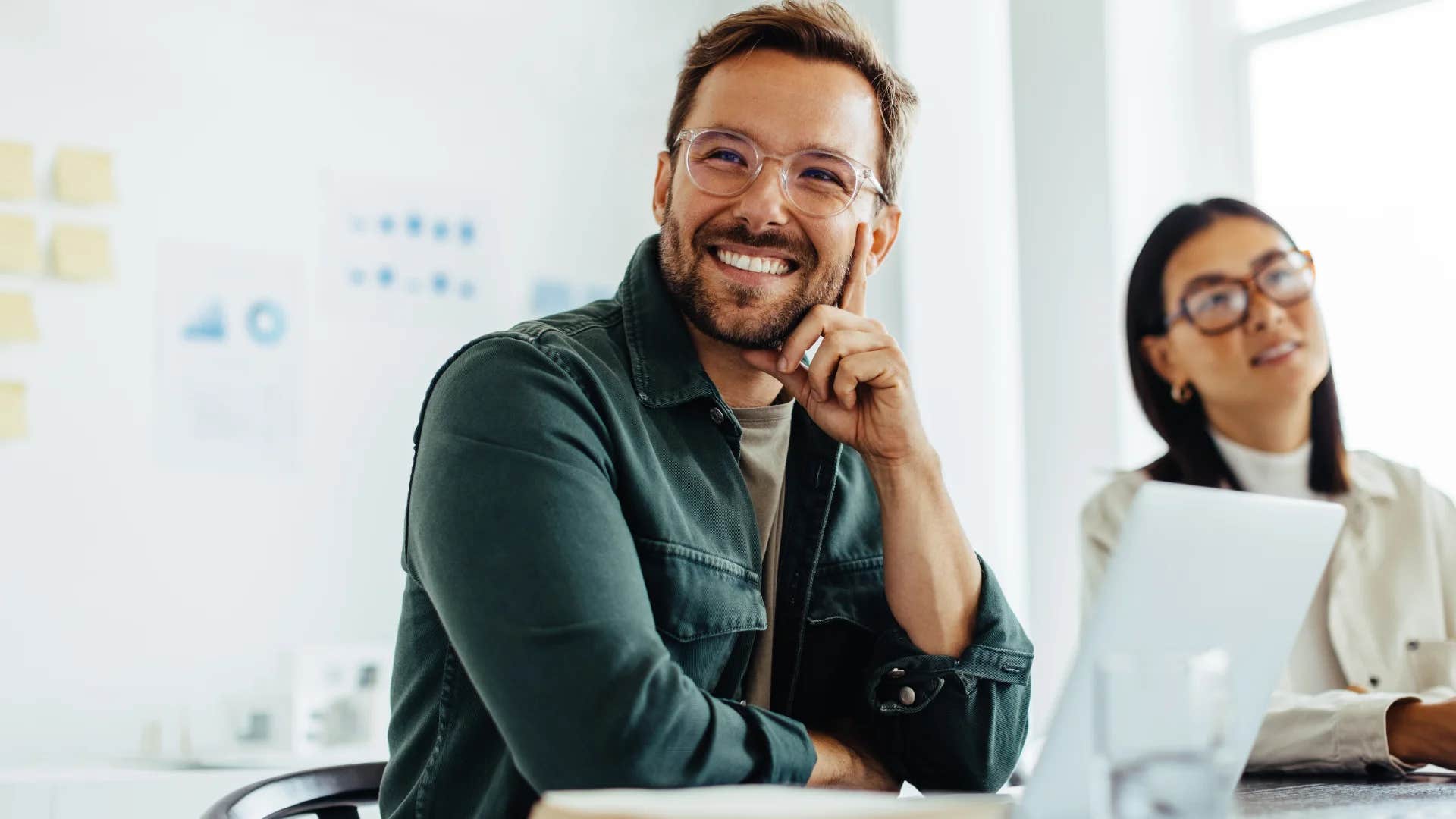 smiling worker with a positive attitude