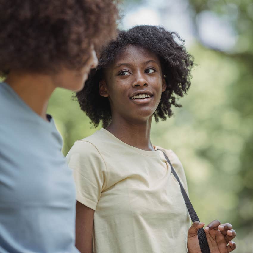 high-iq woman talking to friend saying hear me out on this in conversation