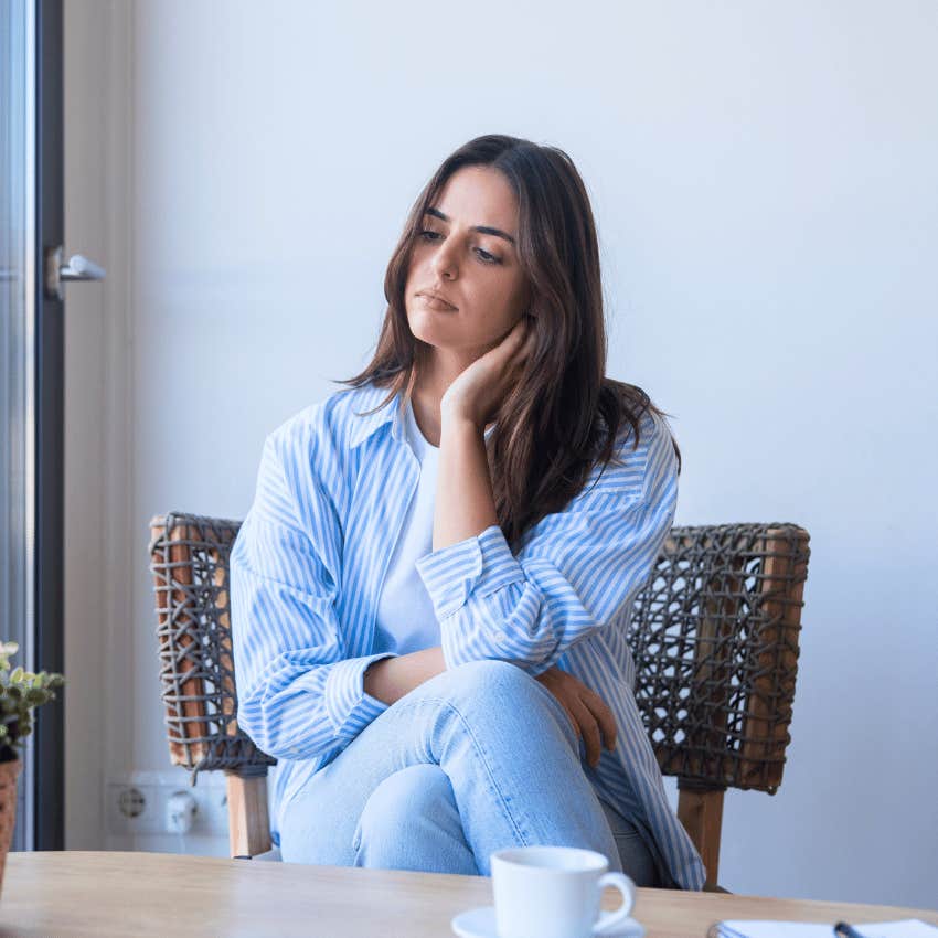 thoughtful young woman wondering if she was emotionally obsessed