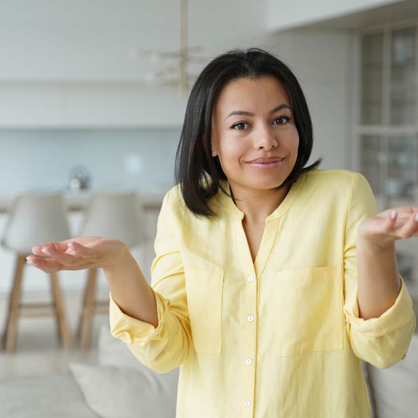 ignorant woman saying nobodys perfect when confronted with the truth