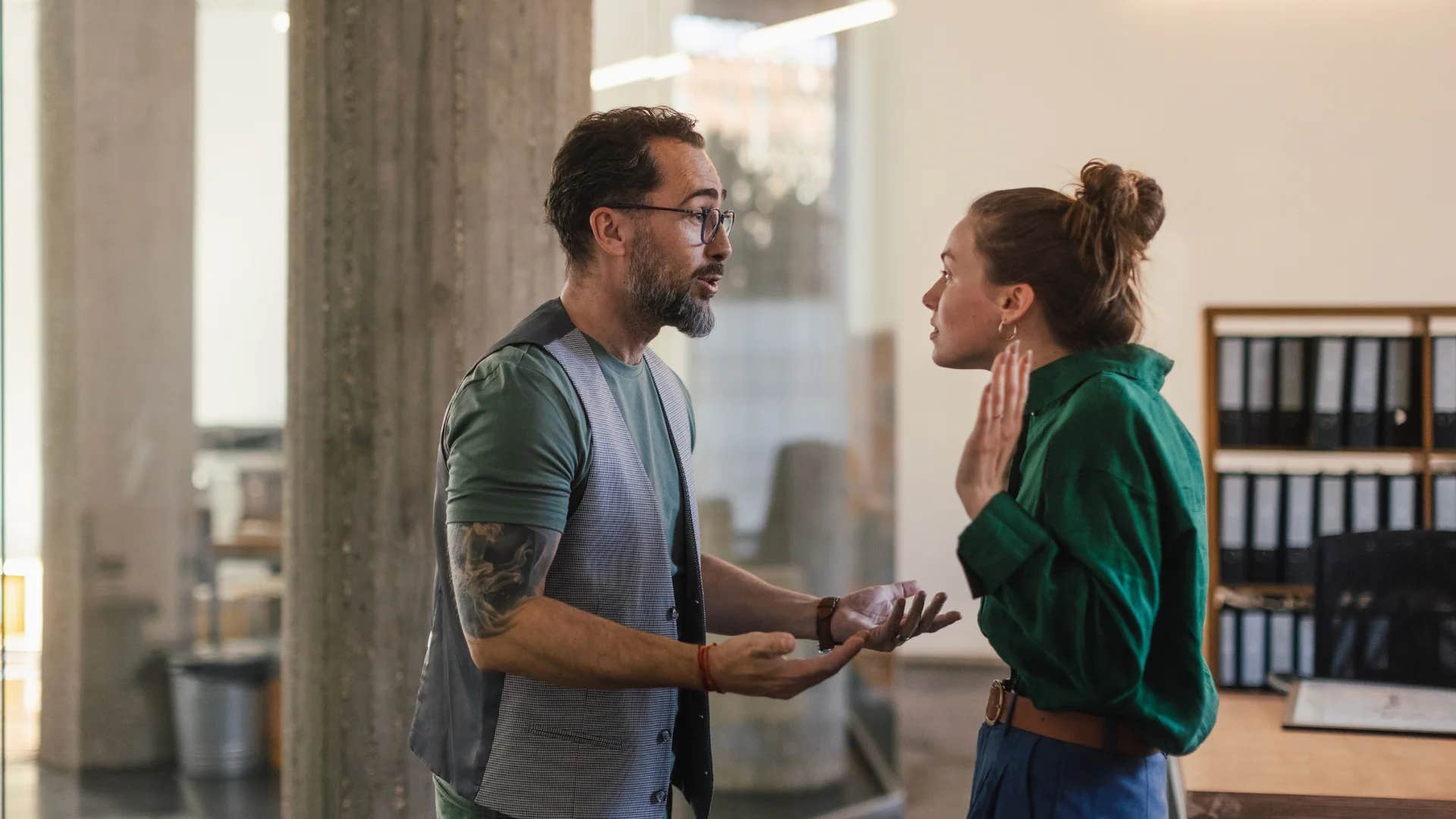 man telling woman you're the only person who has a problem with me