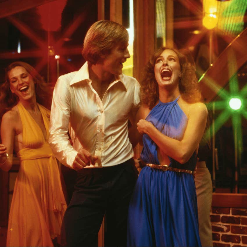 vintage photo of dancers at an 80s disco