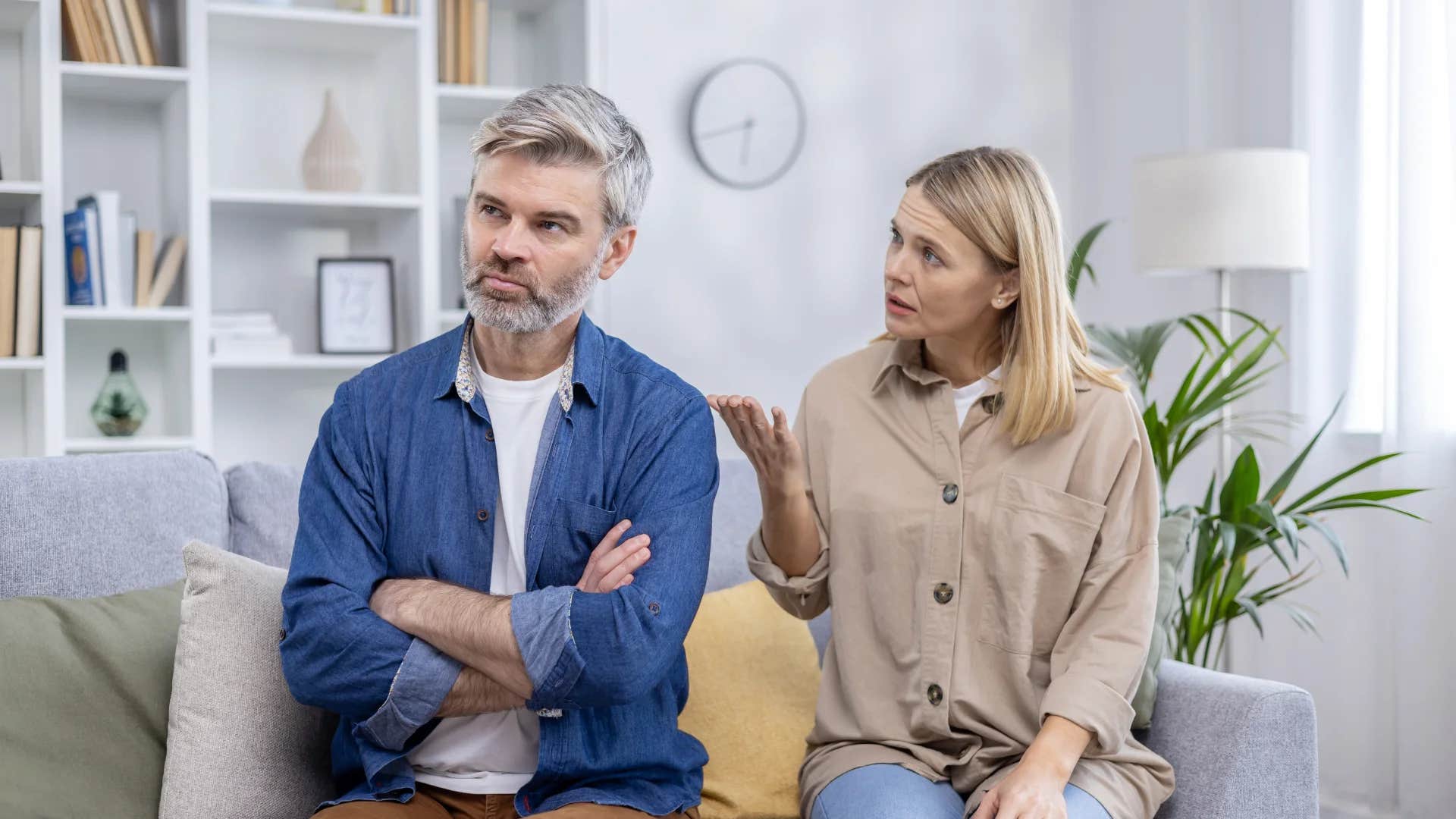 woman telling older man i need to figure things out on my own
