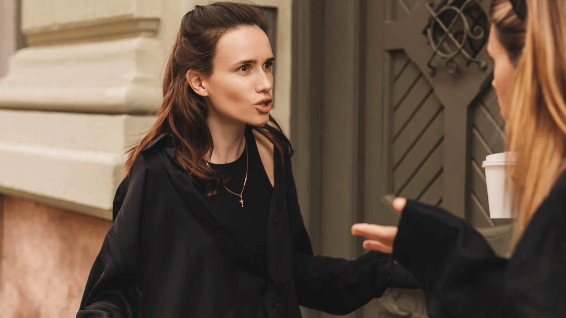 woman telling friend that's not a me problem