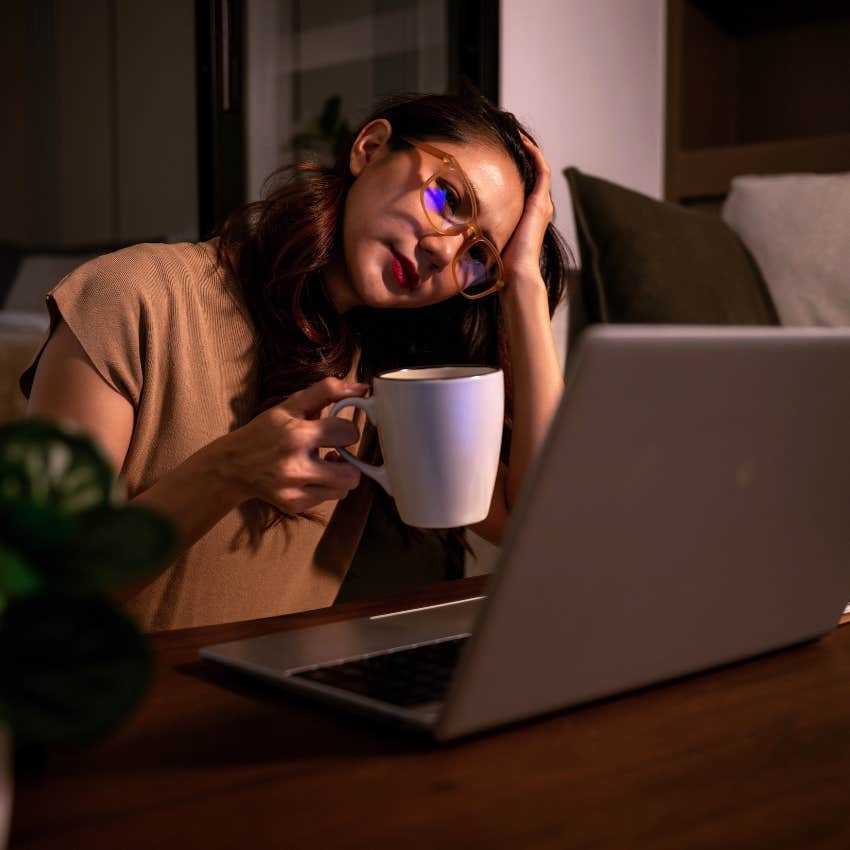 worried woman trying to achieve something to be happy