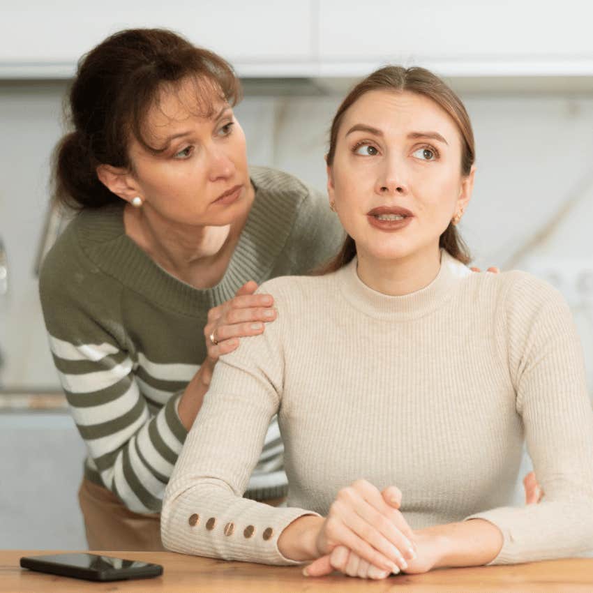 young woman being peer pressured by an older woman