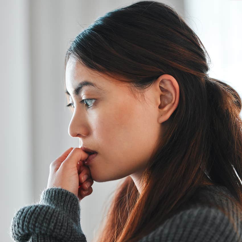 woman who hid how she felt as a kid overthinking her emotions