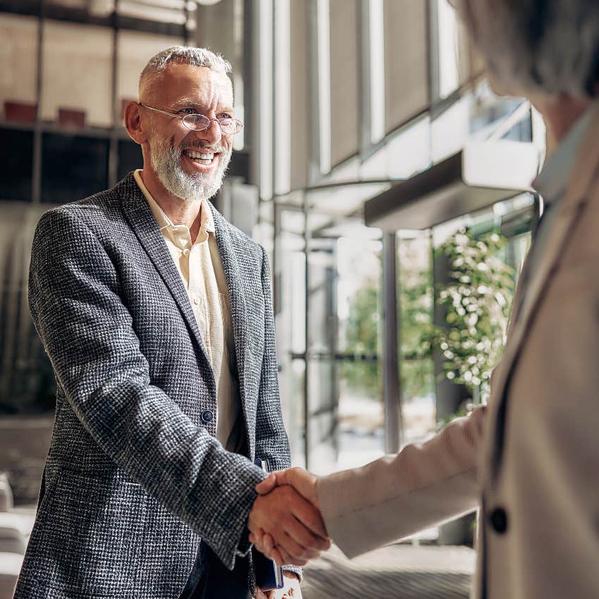 boomer man having a workplace conversation