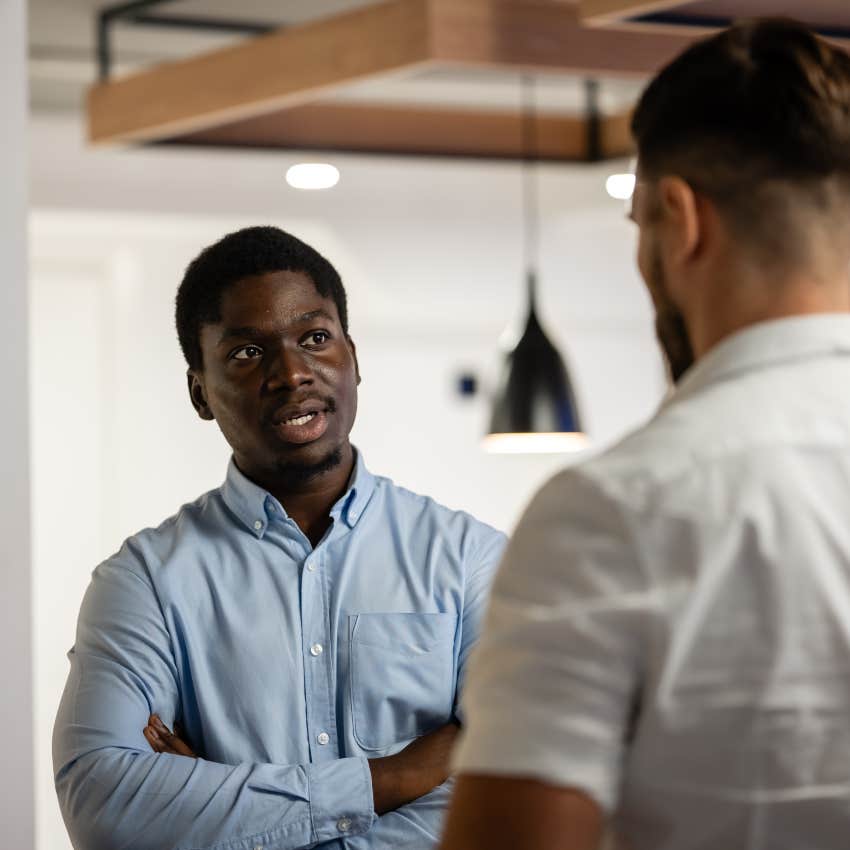 man with strong boundaries saying he's done with the conversation