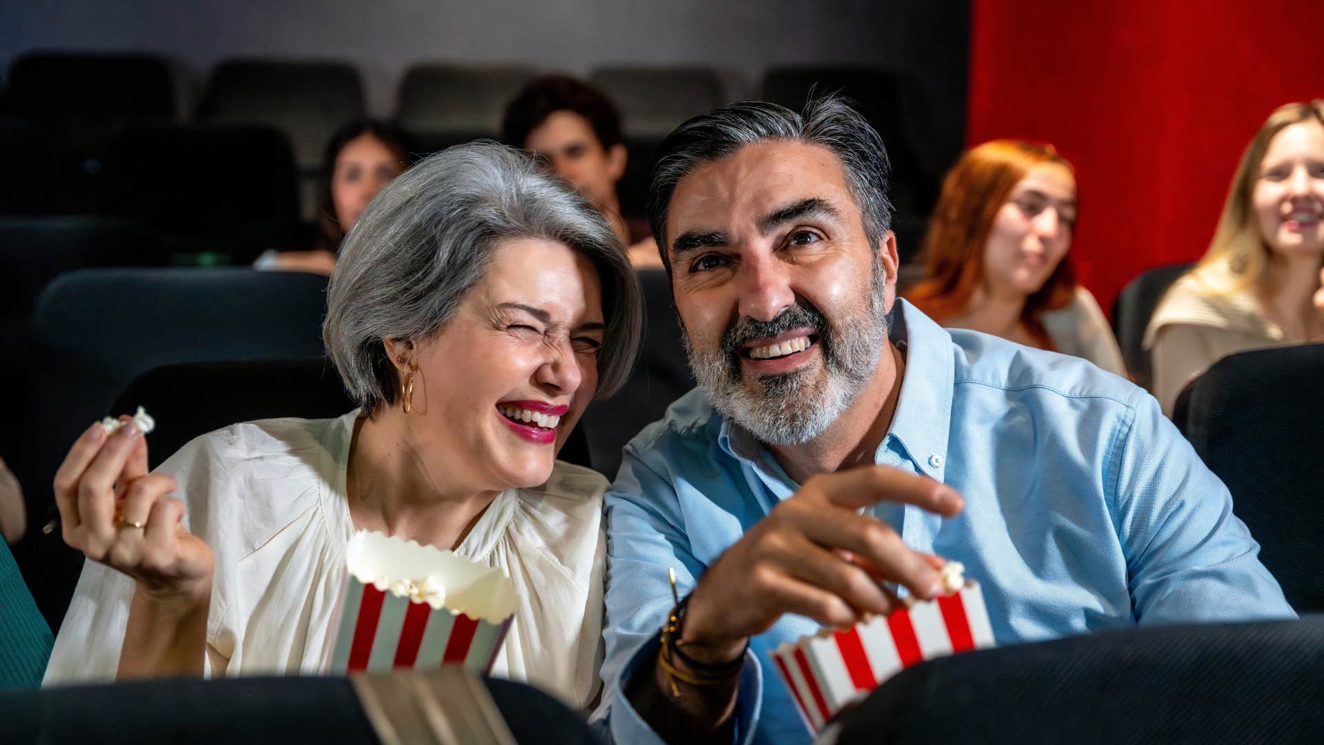 couple who dread quiet sundays having fun at a matinee movie