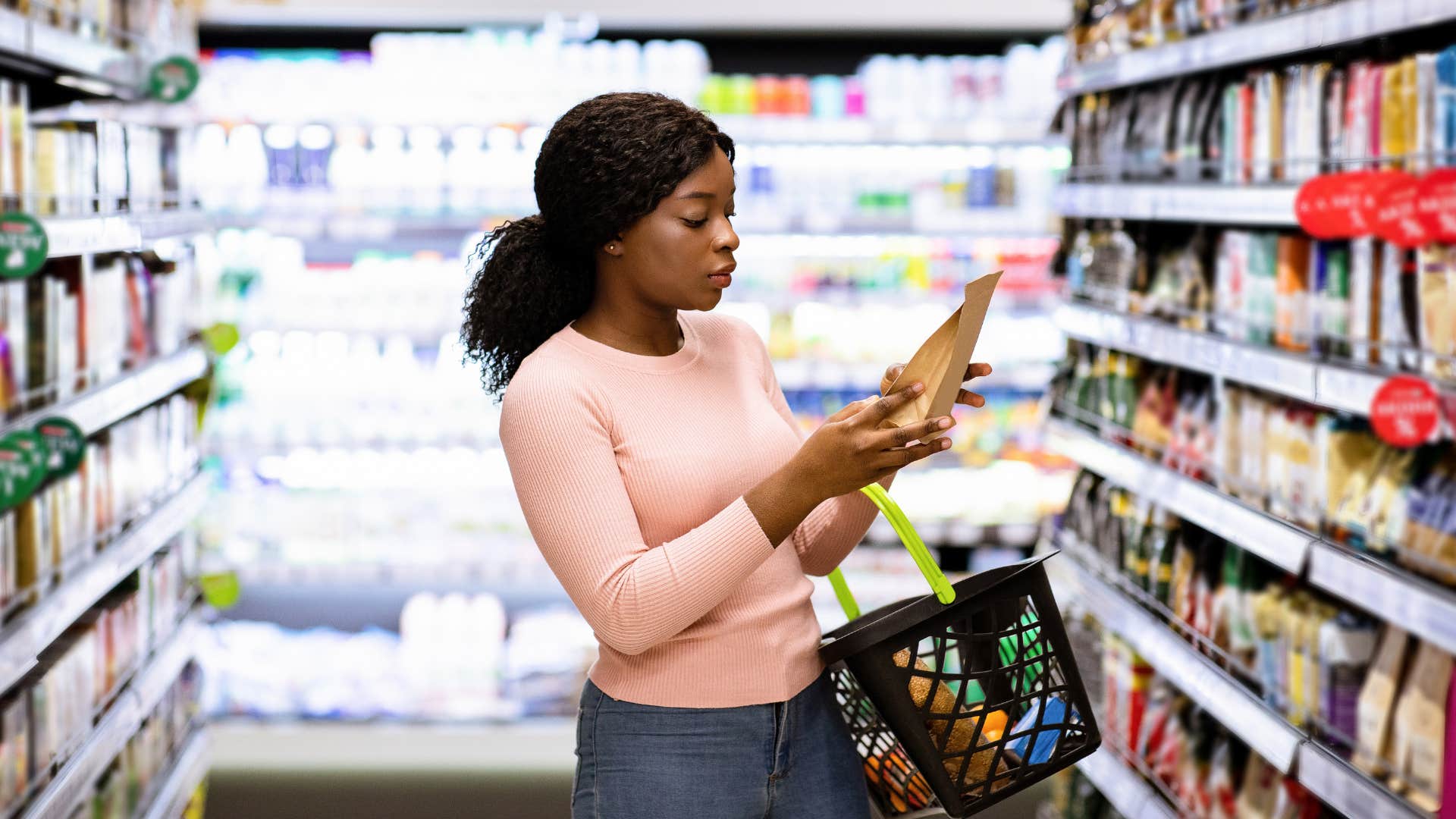 woman who dreads quiet sundays making a quick grocery run