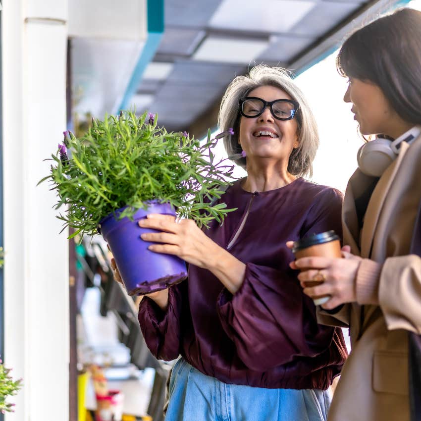 boomer woman shopping for plants