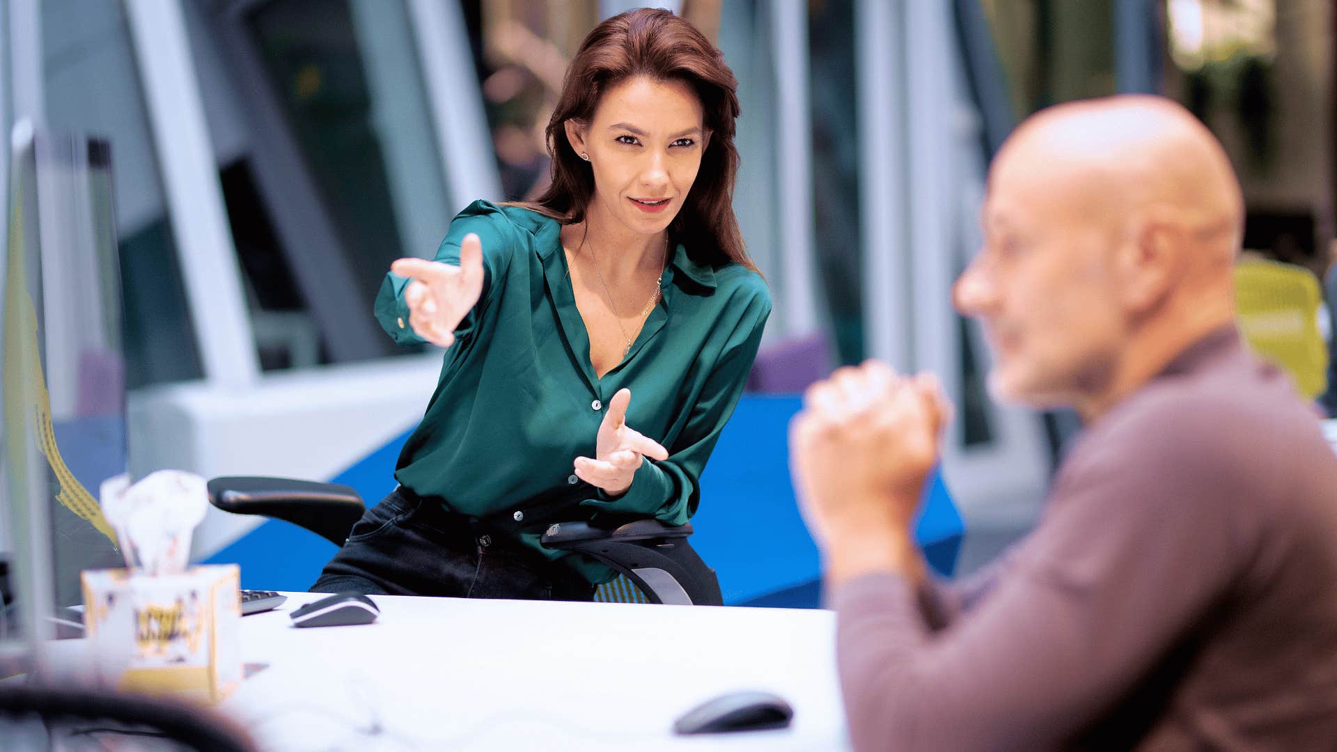 woman using basic etiquette in a professional setting