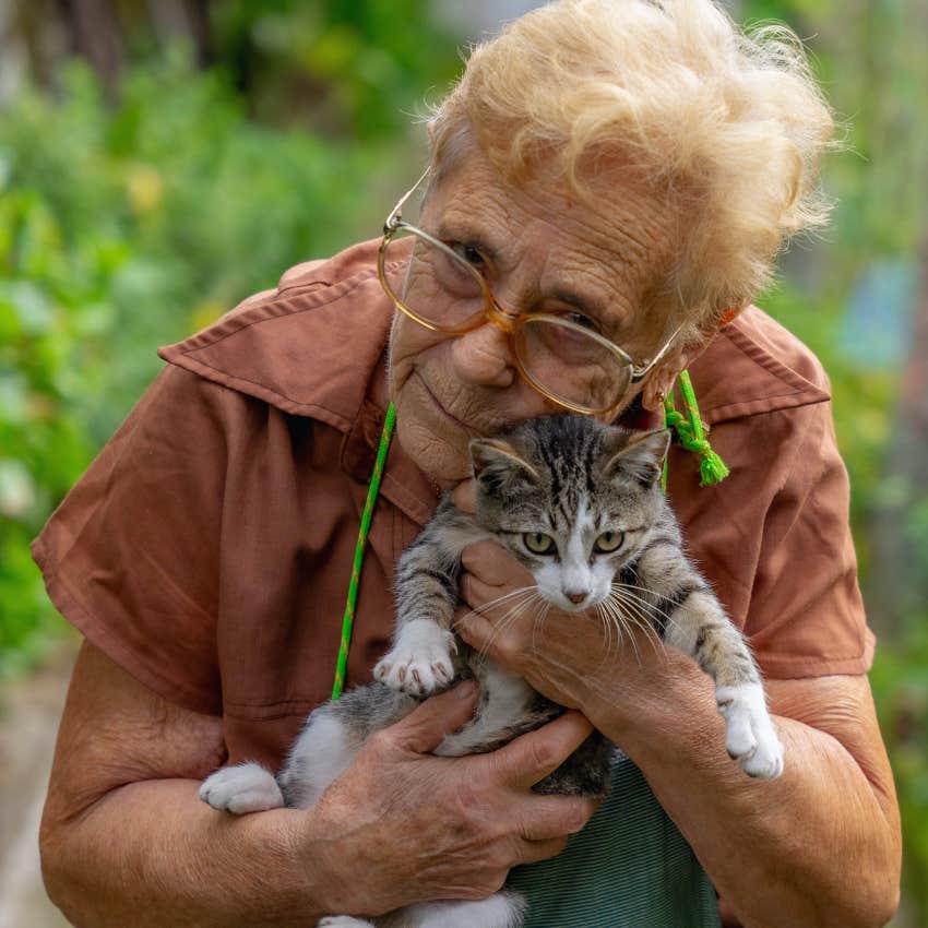 boomer woman who treats her cat like a companion