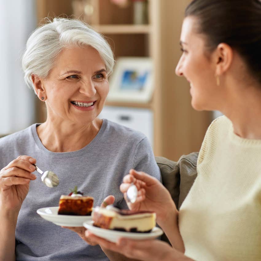boomer woman showing good manners