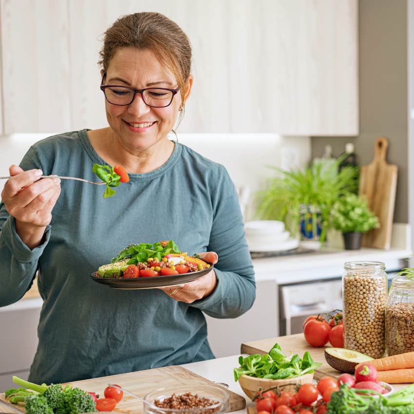 gen x woman eating a healthy meal