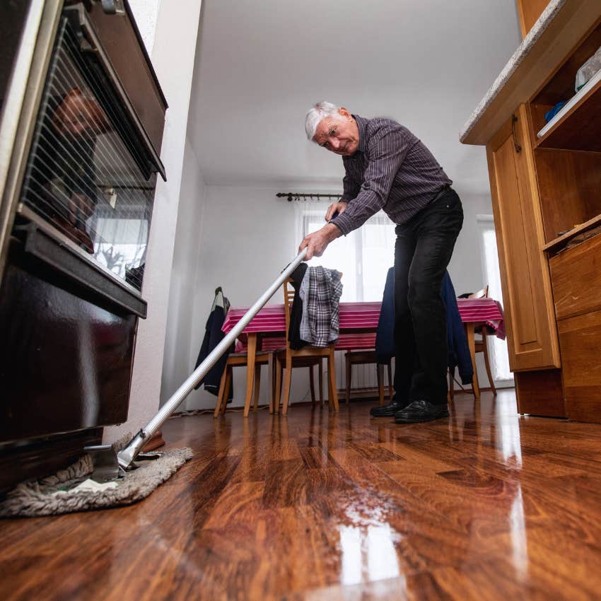 boomer man helping around the house