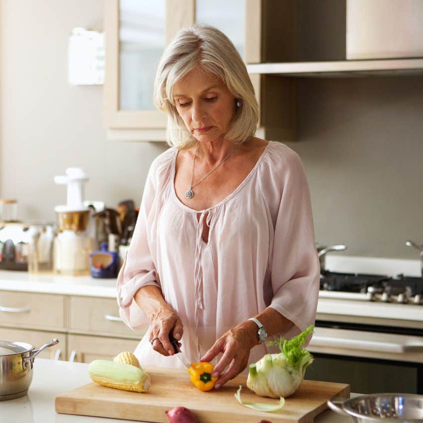 boomer woman making a home-cooked meal