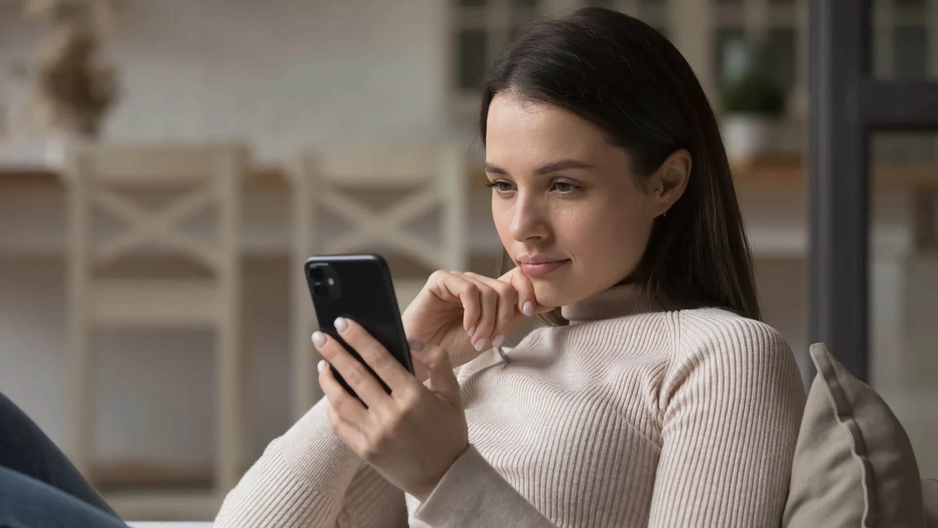young woman career catfishing networking on her phone
