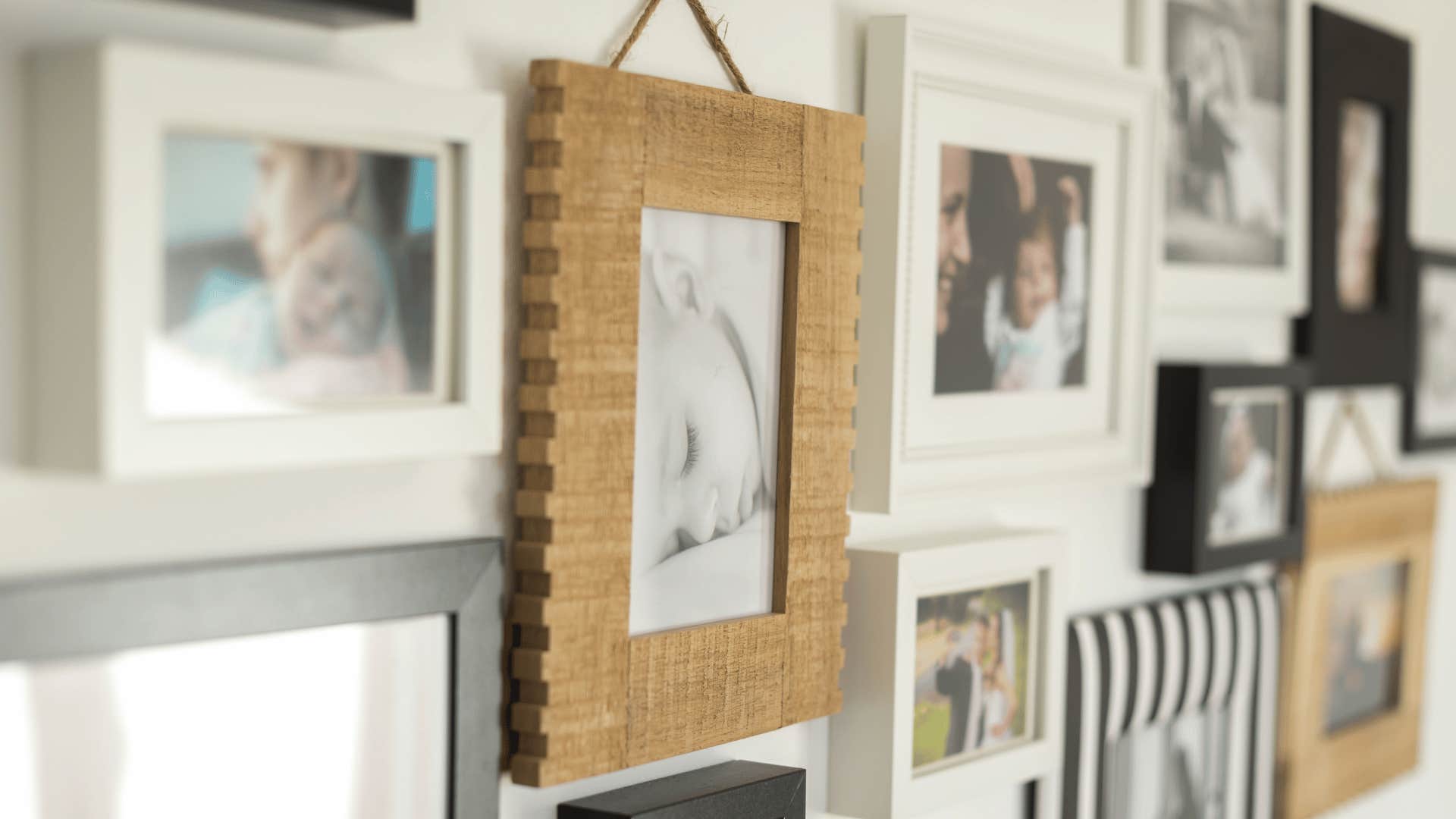 old family photos on the wall