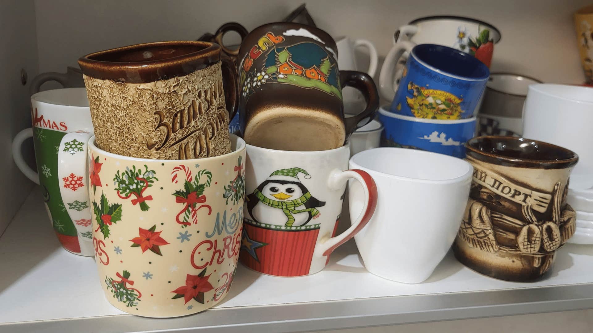 cabinet full of mugs