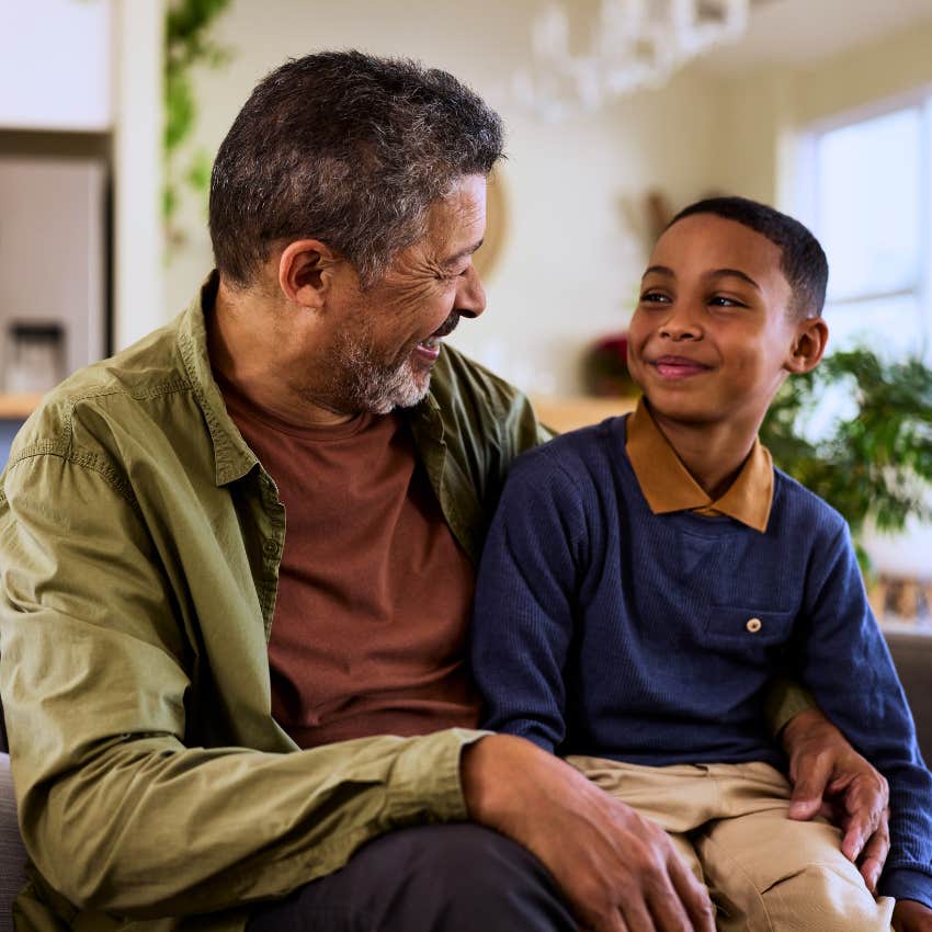 grandpa enforcing basic manners with his grandchild