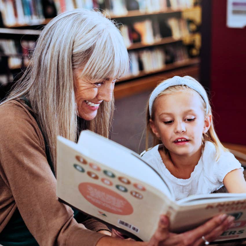 grandma reading to grandchild putting screens away 