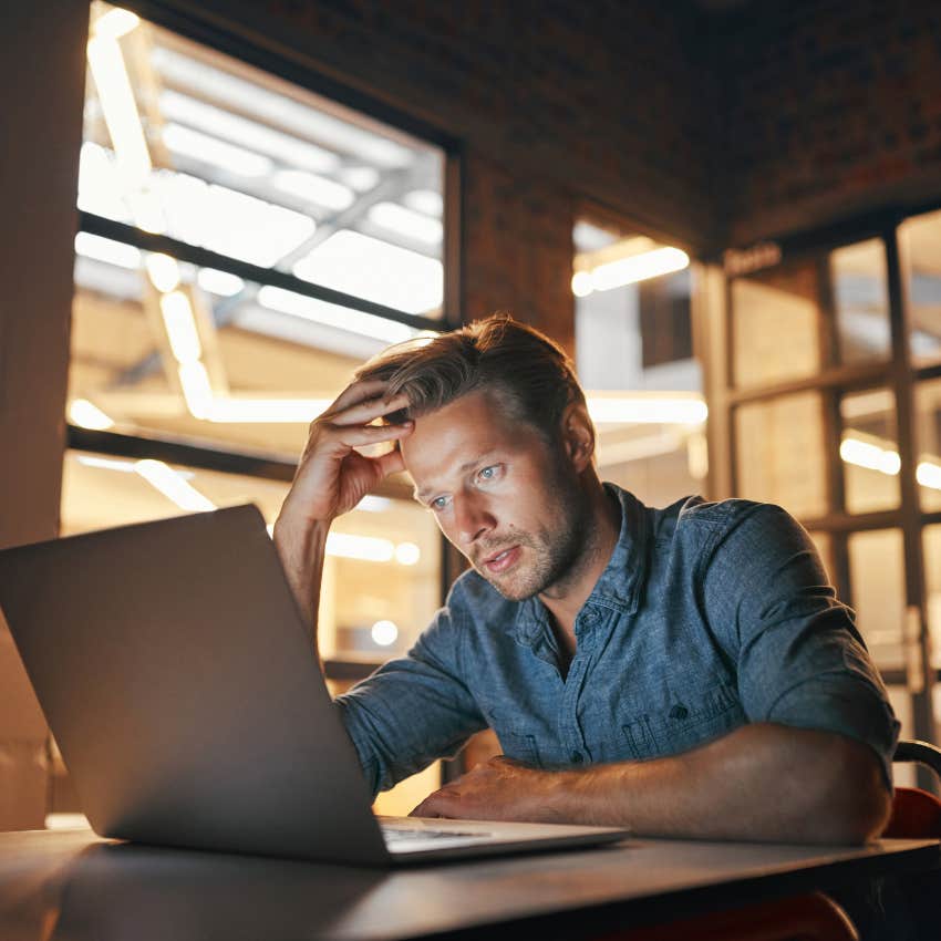 man who doubts himself while working because his parents never asked questions when he was a kid