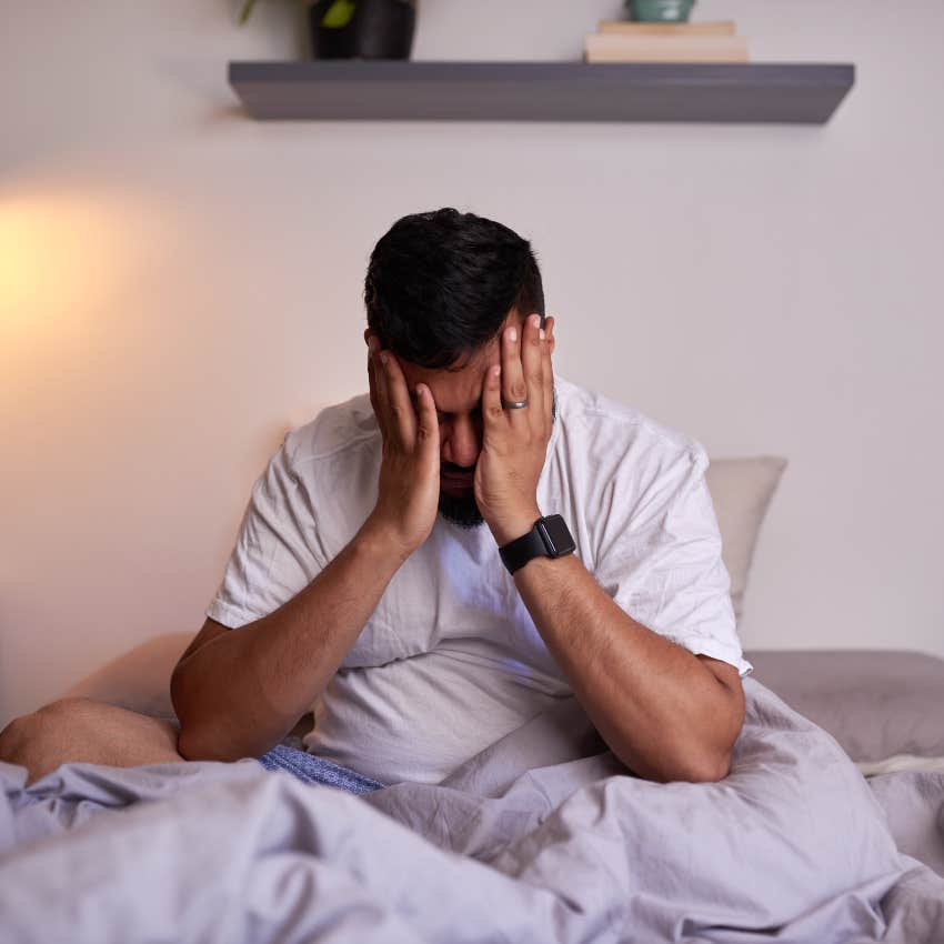 man complaining about having to wake up early