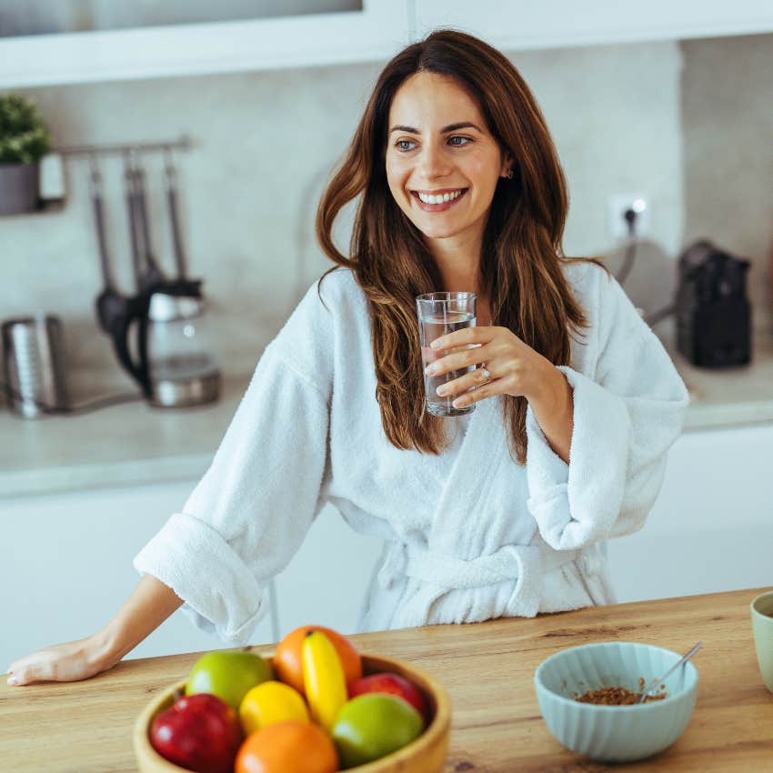 woman whose life seems to flow naturally enjoying her morning routine