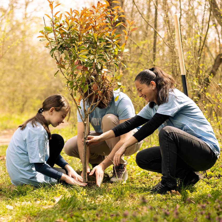 woman who feels behind in life volunteering in her commuity