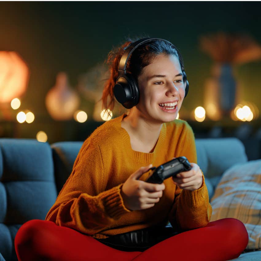 woman who hates being bored playing video games