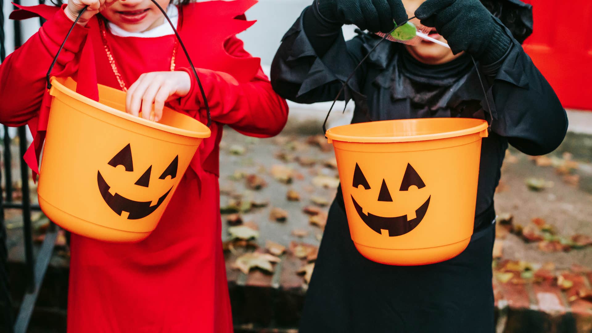 kids checking their Halloween candy