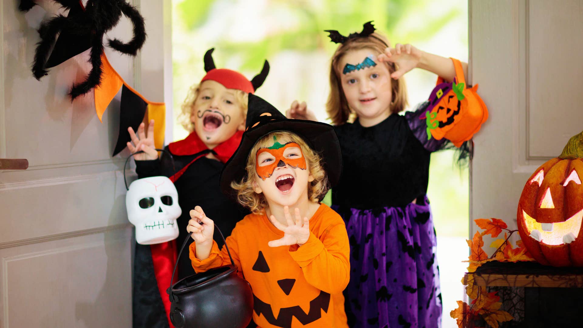 kids playing tricks on halloween