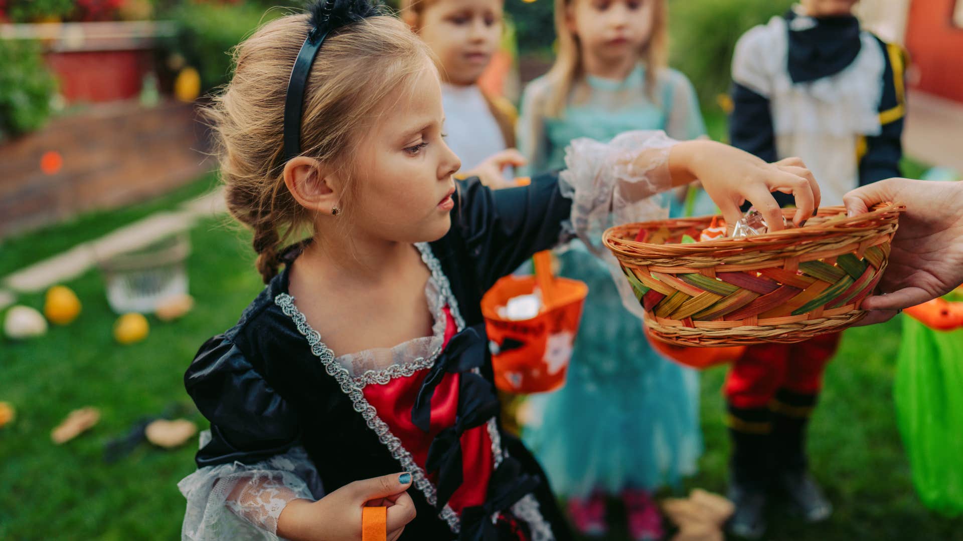 kid looking through weird Halloween treats