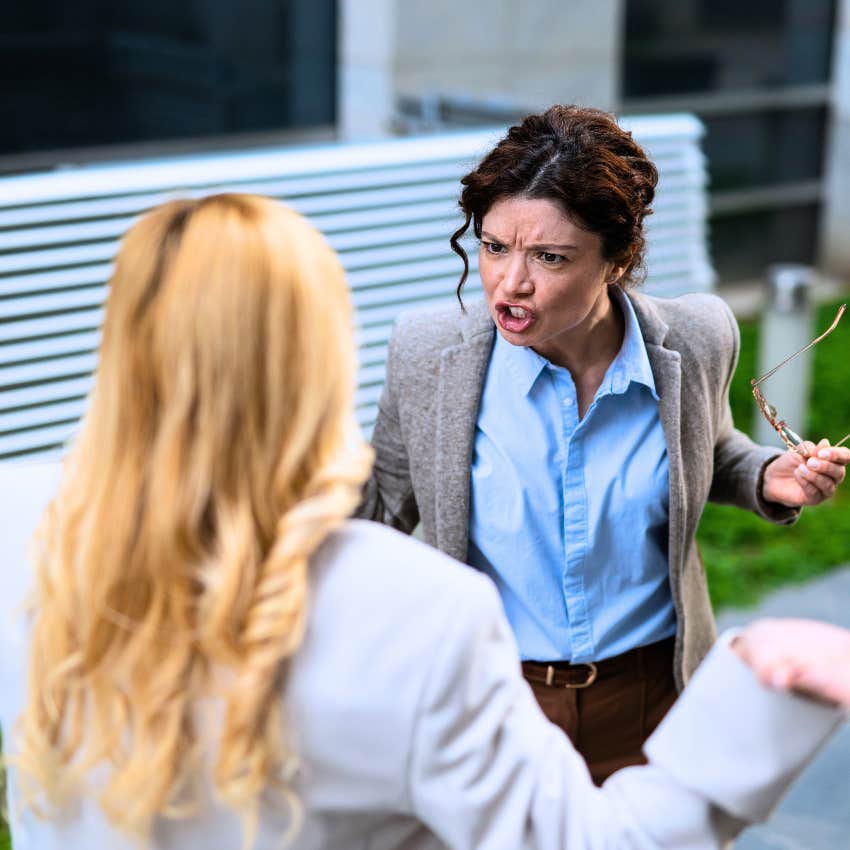 Woman misbehaving for attention at work.