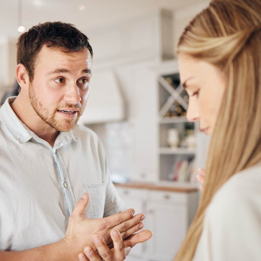 man telling a woman love isn't worth the trouble