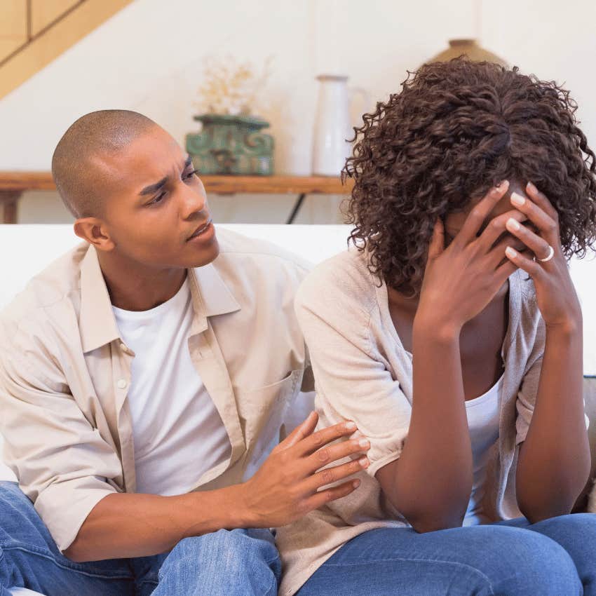 man who feels threatened by strong woman saying let me explain