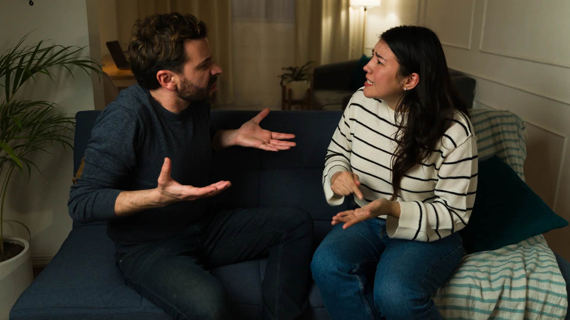 man who wasn't raised around healthy love telling woman why do we need to talk about everything