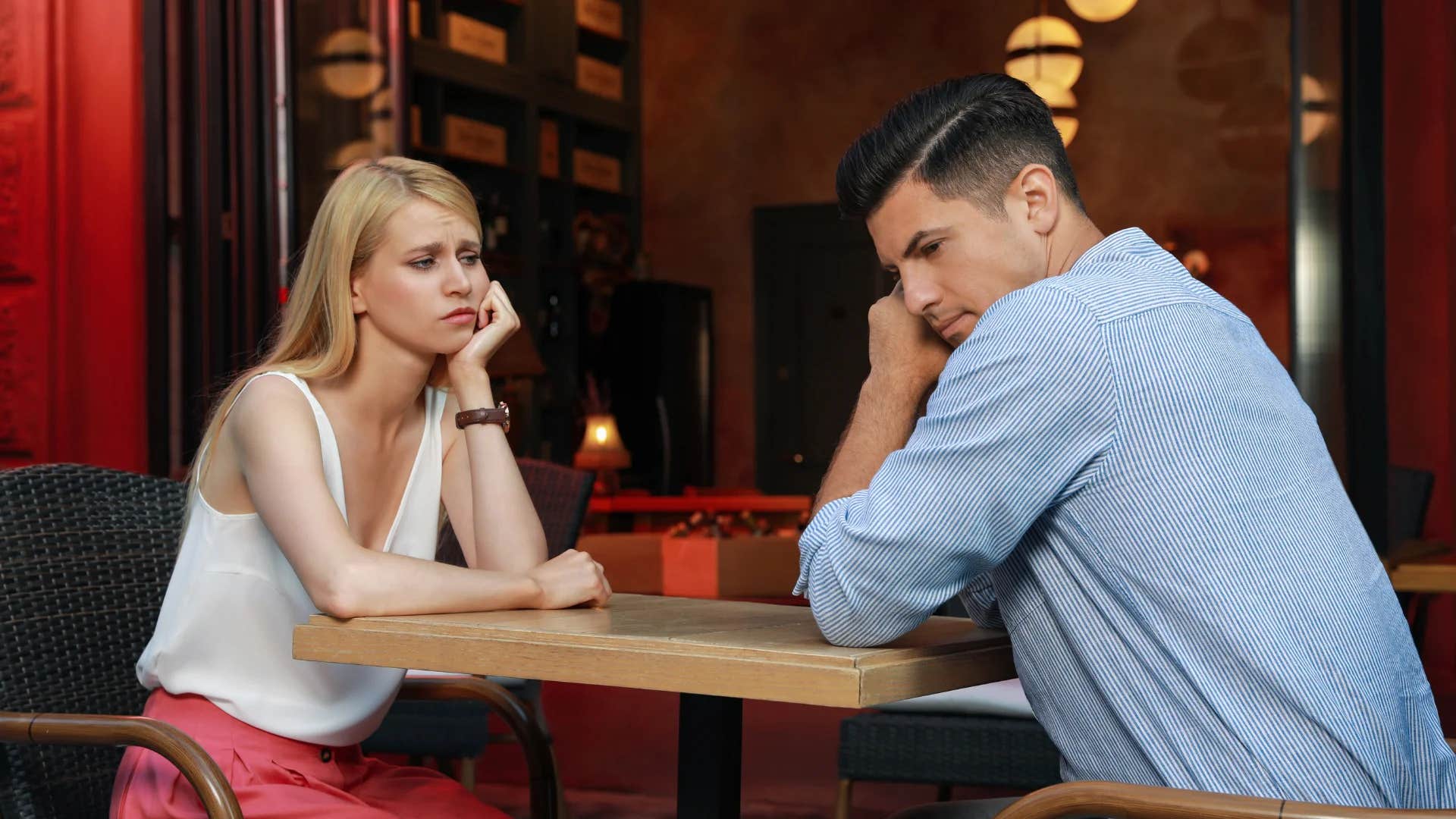 woman being told by man who doesn't respect her you're a gold digger