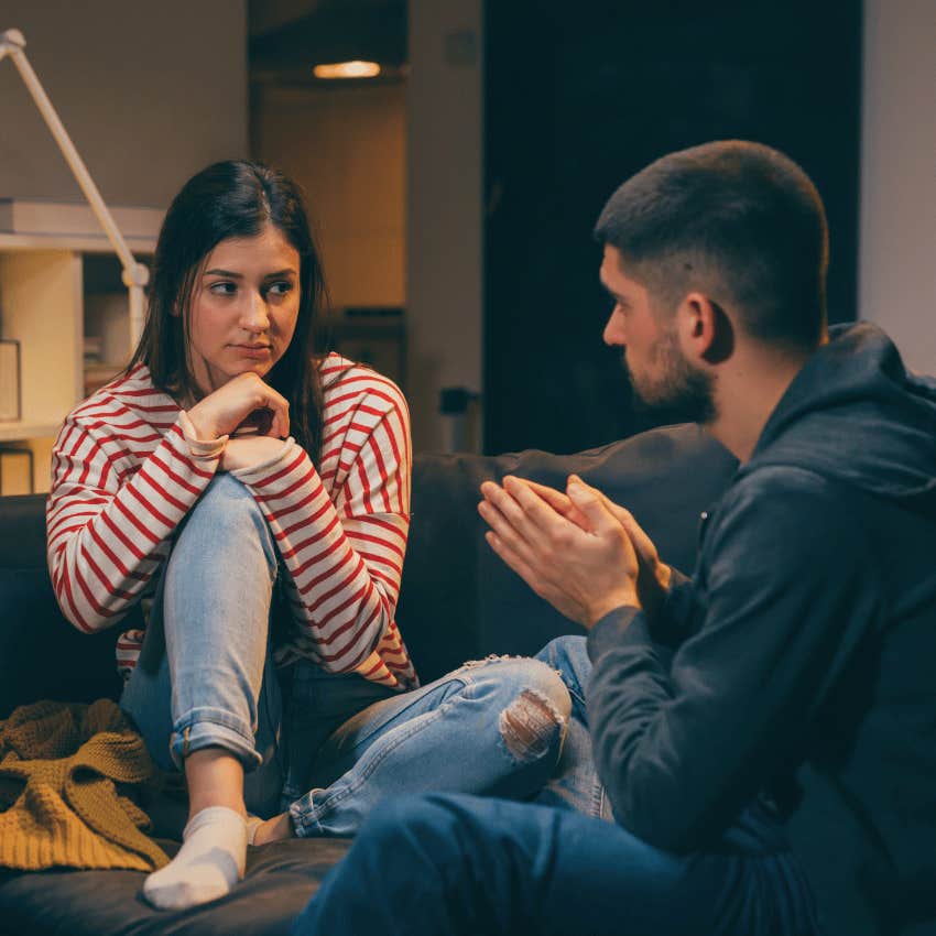 man with little relationship intelligence asking woman are you putting on weight