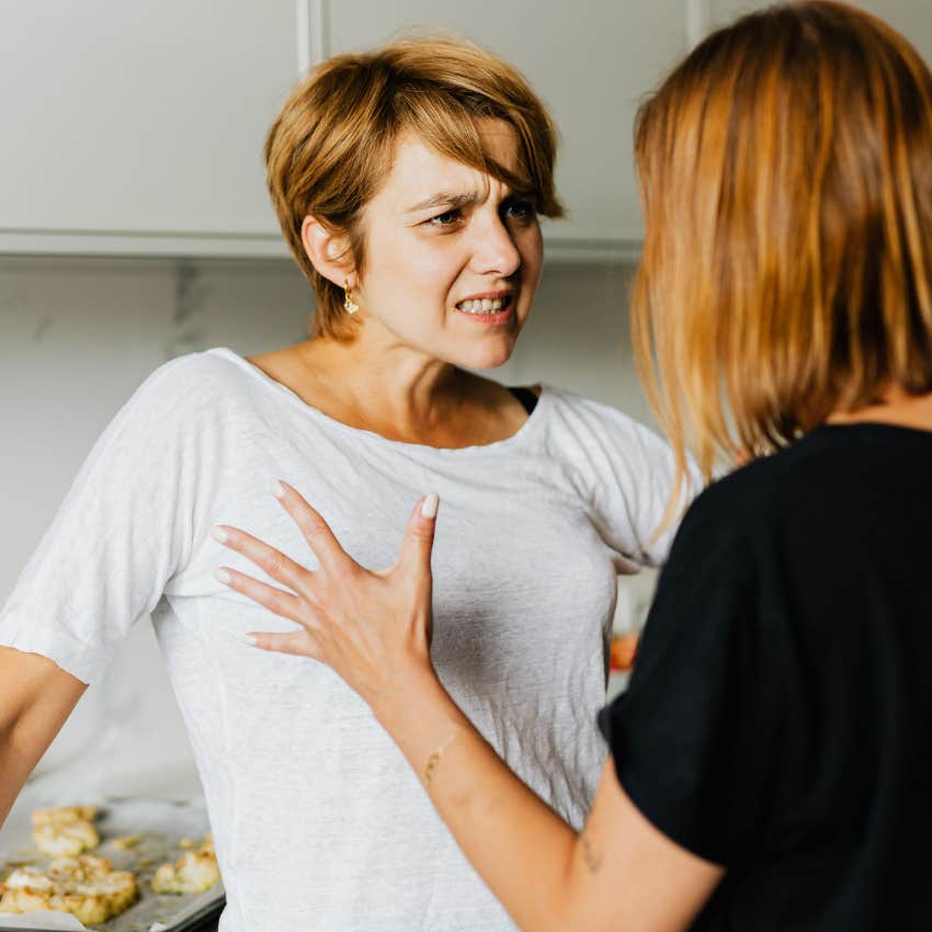 small-minded judgmental woman rudely making fun of friend for her hobbies