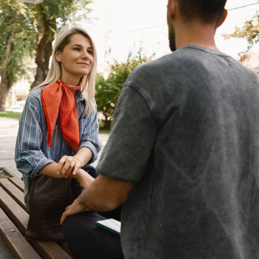 kind woman asking a man to respect her time