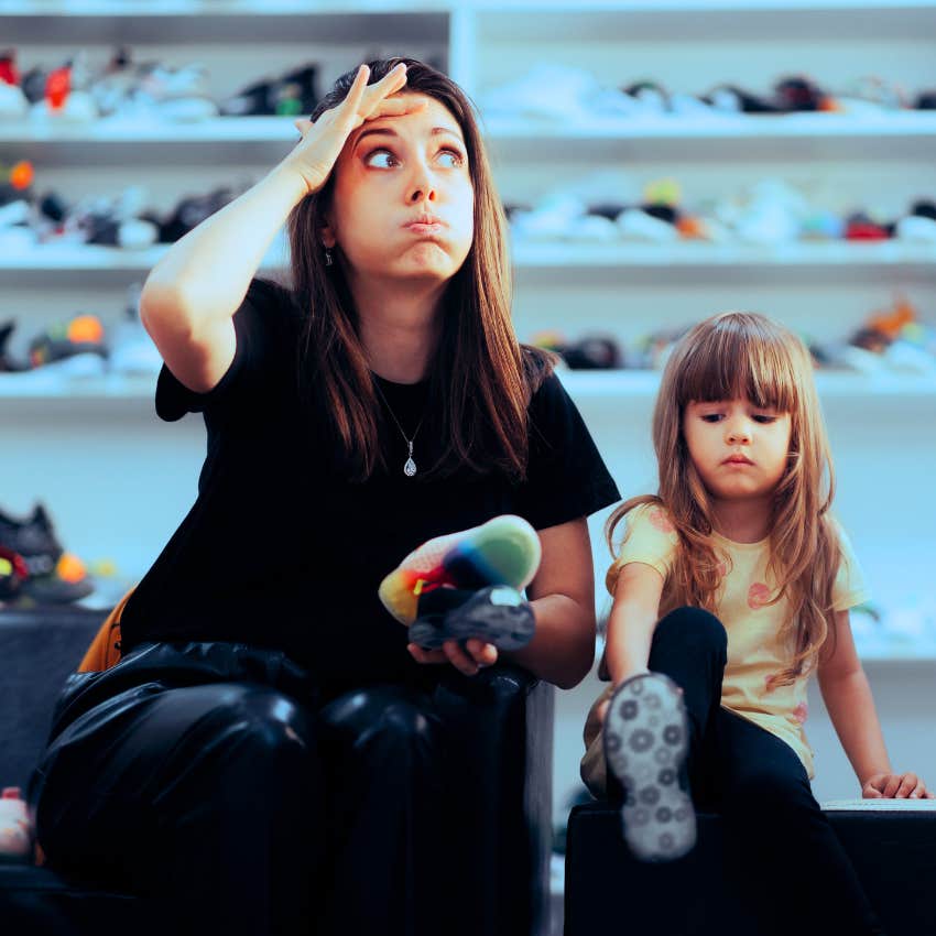woman stressing about buying expensive school supplies