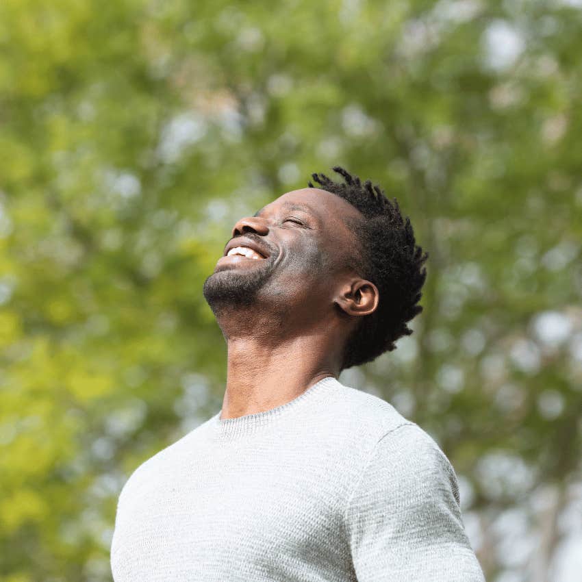 man attracting good luck by setting intentions