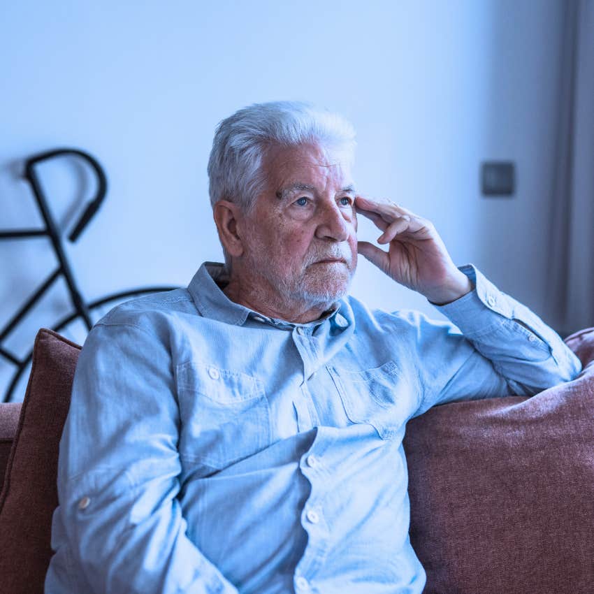 Man dealing with negative emotions at home